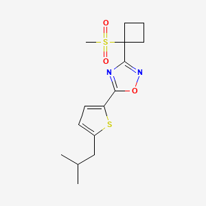 5-[5-(2-Methylpropyl)thiophen-2-yl]-3-(1-methylsulfonylcyclobutyl)-1,2,4-oxadiazole