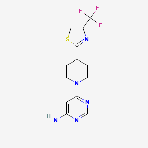 molecular formula C14H16F3N5S B7416317 N-methyl-6-[4-[4-(trifluoromethyl)-1,3-thiazol-2-yl]piperidin-1-yl]pyrimidin-4-amine 