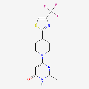 molecular formula C14H15F3N4OS B7416323 2-methyl-4-[4-[4-(trifluoromethyl)-1,3-thiazol-2-yl]piperidin-1-yl]-1H-pyrimidin-6-one 