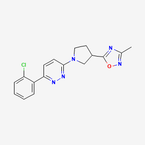 molecular formula C17H16ClN5O B7416342 5-[1-[6-(2-Chlorophenyl)pyridazin-3-yl]pyrrolidin-3-yl]-3-methyl-1,2,4-oxadiazole 