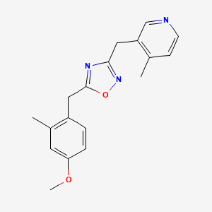 molecular formula C18H19N3O2 B7416348 5-[(4-Methoxy-2-methylphenyl)methyl]-3-[(4-methylpyridin-3-yl)methyl]-1,2,4-oxadiazole 