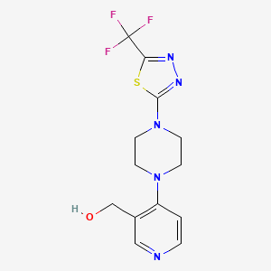 molecular formula C13H14F3N5OS B7416359 [4-[4-[5-(Trifluoromethyl)-1,3,4-thiadiazol-2-yl]piperazin-1-yl]pyridin-3-yl]methanol 