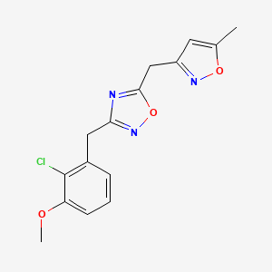 3-[(2-Chloro-3-methoxyphenyl)methyl]-5-[(5-methyl-1,2-oxazol-3-yl)methyl]-1,2,4-oxadiazole