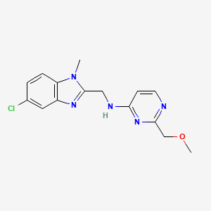 molecular formula C15H16ClN5O B7416365 N-[(5-chloro-1-methylbenzimidazol-2-yl)methyl]-2-(methoxymethyl)pyrimidin-4-amine 