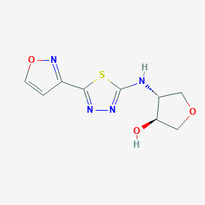 molecular formula C9H10N4O3S B7416375 (3S,4R)-4-[[5-(1,2-oxazol-3-yl)-1,3,4-thiadiazol-2-yl]amino]oxolan-3-ol 