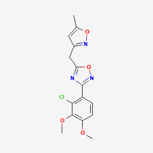 3-(2-Chloro-3,4-dimethoxyphenyl)-5-[(5-methyl-1,2-oxazol-3-yl)methyl]-1,2,4-oxadiazole