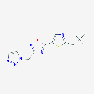 molecular formula C13H16N6OS B7416429 5-[2-(2,2-Dimethylpropyl)-1,3-thiazol-5-yl]-3-(triazol-1-ylmethyl)-1,2,4-oxadiazole 