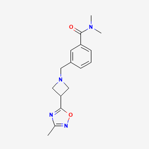 molecular formula C16H20N4O2 B7416455 N,N-dimethyl-3-[[3-(3-methyl-1,2,4-oxadiazol-5-yl)azetidin-1-yl]methyl]benzamide 