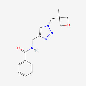 molecular formula C15H18N4O2 B7416480 N-[[1-[(3-methyloxetan-3-yl)methyl]triazol-4-yl]methyl]benzamide 