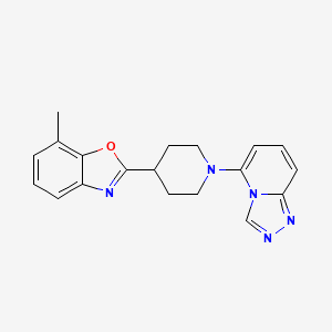 molecular formula C19H19N5O B7416488 7-Methyl-2-[1-([1,2,4]triazolo[4,3-a]pyridin-5-yl)piperidin-4-yl]-1,3-benzoxazole 