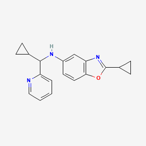 molecular formula C19H19N3O B7416491 2-cyclopropyl-N-[cyclopropyl(pyridin-2-yl)methyl]-1,3-benzoxazol-5-amine 