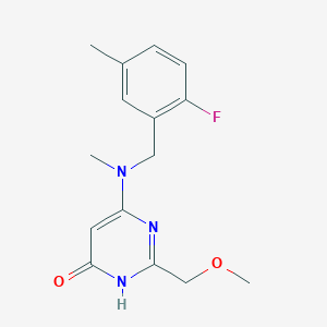 molecular formula C15H18FN3O2 B7416586 4-[(2-fluoro-5-methylphenyl)methyl-methylamino]-2-(methoxymethyl)-1H-pyrimidin-6-one 