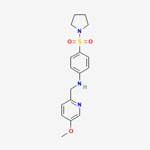 molecular formula C17H21N3O3S B7416619 N-[(5-methoxypyridin-2-yl)methyl]-4-pyrrolidin-1-ylsulfonylaniline 