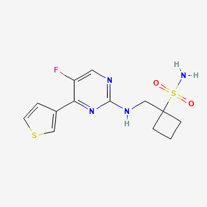 1-[[(5-Fluoro-4-thiophen-3-ylpyrimidin-2-yl)amino]methyl]cyclobutane-1-sulfonamide