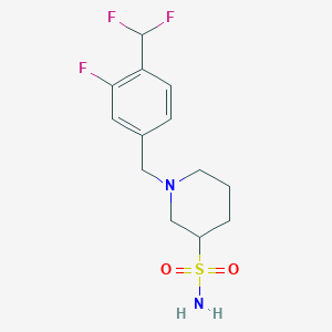 molecular formula C13H17F3N2O2S B7416670 1-[[4-(Difluoromethyl)-3-fluorophenyl]methyl]piperidine-3-sulfonamide 