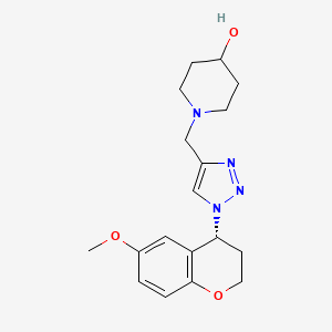 molecular formula C18H24N4O3 B7416680 1-[[1-[(4R)-6-methoxy-3,4-dihydro-2H-chromen-4-yl]triazol-4-yl]methyl]piperidin-4-ol 