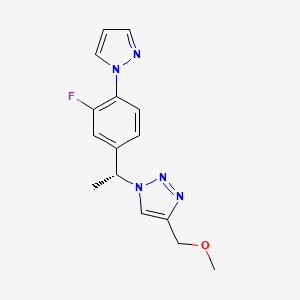 molecular formula C15H16FN5O B7416737 1-[(1R)-1-(3-fluoro-4-pyrazol-1-ylphenyl)ethyl]-4-(methoxymethyl)triazole 