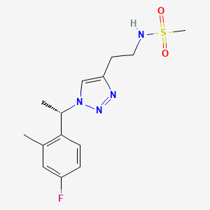 molecular formula C14H19FN4O2S B7416768 N-[2-[1-[(1S)-1-(4-fluoro-2-methylphenyl)ethyl]triazol-4-yl]ethyl]methanesulfonamide 