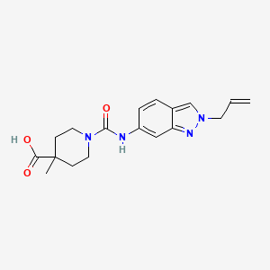 molecular formula C18H22N4O3 B7416781 4-Methyl-1-[(2-prop-2-enylindazol-6-yl)carbamoyl]piperidine-4-carboxylic acid 