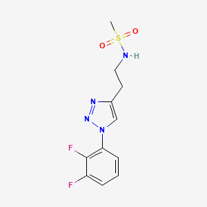 molecular formula C11H12F2N4O2S B7416820 N-[2-[1-(2,3-difluorophenyl)triazol-4-yl]ethyl]methanesulfonamide 