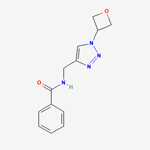 molecular formula C13H14N4O2 B7416851 N-[[1-(oxetan-3-yl)triazol-4-yl]methyl]benzamide 