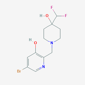 molecular formula C12H15BrF2N2O2 B7416863 5-Bromo-2-[[4-(difluoromethyl)-4-hydroxypiperidin-1-yl]methyl]pyridin-3-ol 