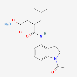 molecular formula C18H23N2NaO4 B7416884 Sodium;3-[(1-acetyl-2,3-dihydroindol-4-yl)carbamoyl]-5-methylhexanoate 