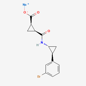 sodium;(1R,2S)-2-[[(1R,2S)-2-(3-bromophenyl)cyclopropyl]carbamoyl]cyclopropane-1-carboxylate