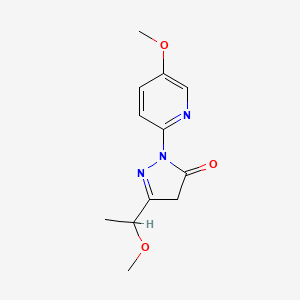 molecular formula C12H15N3O3 B7416943 5-(1-methoxyethyl)-2-(5-methoxypyridin-2-yl)-4H-pyrazol-3-one 