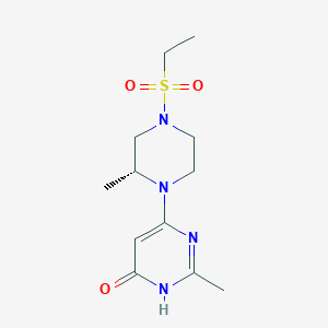 molecular formula C12H20N4O3S B7417011 4-[(2R)-4-ethylsulfonyl-2-methylpiperazin-1-yl]-2-methyl-1H-pyrimidin-6-one 