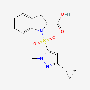 1-(5-Cyclopropyl-2-methylpyrazol-3-yl)sulfonyl-2,3-dihydroindole-2-carboxylic acid