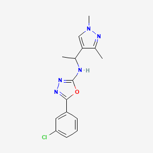 5-(3-chlorophenyl)-N-[1-(1,3-dimethylpyrazol-4-yl)ethyl]-1,3,4-oxadiazol-2-amine