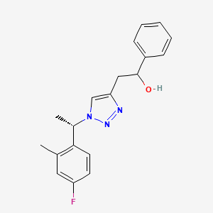 molecular formula C19H20FN3O B7417190 2-[1-[(1S)-1-(4-fluoro-2-methylphenyl)ethyl]triazol-4-yl]-1-phenylethanol 