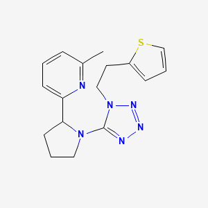 molecular formula C17H20N6S B7417258 2-Methyl-6-[1-[1-(2-thiophen-2-ylethyl)tetrazol-5-yl]pyrrolidin-2-yl]pyridine 