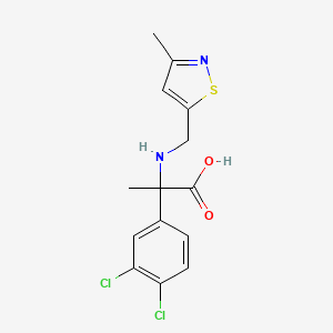 molecular formula C14H14Cl2N2O2S B7417271 2-(3,4-Dichlorophenyl)-2-[(3-methyl-1,2-thiazol-5-yl)methylamino]propanoic acid 