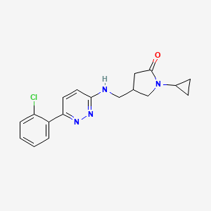 4-[[[6-(2-Chlorophenyl)pyridazin-3-yl]amino]methyl]-1-cyclopropylpyrrolidin-2-one