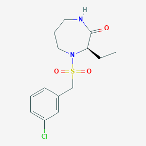 molecular formula C14H19ClN2O3S B7417364 (3R)-4-[(3-chlorophenyl)methylsulfonyl]-3-ethyl-1,4-diazepan-2-one 