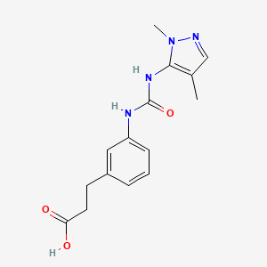 molecular formula C15H18N4O3 B7417373 3-[3-[(2,4-Dimethylpyrazol-3-yl)carbamoylamino]phenyl]propanoic acid 