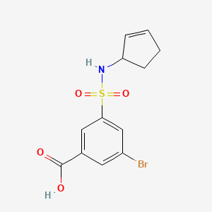 molecular formula C12H12BrNO4S B7417405 3-Bromo-5-(cyclopent-2-en-1-ylsulfamoyl)benzoic acid 