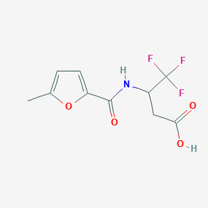 molecular formula C10H10F3NO4 B7417436 4,4,4-Trifluoro-3-[(5-methylfuran-2-carbonyl)amino]butanoic acid 