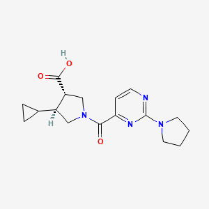 molecular formula C17H22N4O3 B7417448 (3S,4S)-4-cyclopropyl-1-(2-pyrrolidin-1-ylpyrimidine-4-carbonyl)pyrrolidine-3-carboxylic acid 