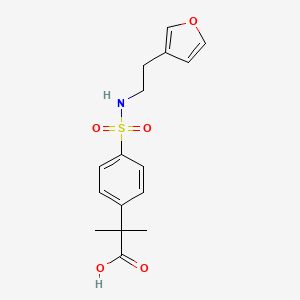 molecular formula C16H19NO5S B7417456 2-[4-[2-(Furan-3-yl)ethylsulfamoyl]phenyl]-2-methylpropanoic acid 