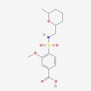 molecular formula C15H21NO6S B7417481 3-Methoxy-4-[(6-methyloxan-2-yl)methylsulfamoyl]benzoic acid 