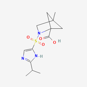 molecular formula C13H19N3O4S B7417494 4-methyl-2-[(2-propan-2-yl-1H-imidazol-5-yl)sulfonyl]-2-azabicyclo[2.1.1]hexane-1-carboxylic acid 