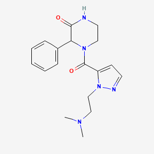 4-[2-[2-(Dimethylamino)ethyl]pyrazole-3-carbonyl]-3-phenylpiperazin-2-one