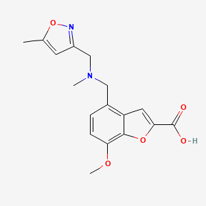 7-Methoxy-4-[[methyl-[(5-methyl-1,2-oxazol-3-yl)methyl]amino]methyl]-1-benzofuran-2-carboxylic acid