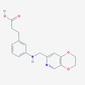 molecular formula C17H18N2O4 B7417565 3-[3-(2,3-Dihydro-[1,4]dioxino[2,3-c]pyridin-7-ylmethylamino)phenyl]propanoic acid 