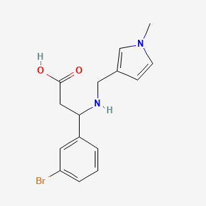 molecular formula C15H17BrN2O2 B7417583 3-(3-Bromophenyl)-3-[(1-methylpyrrol-3-yl)methylamino]propanoic acid 