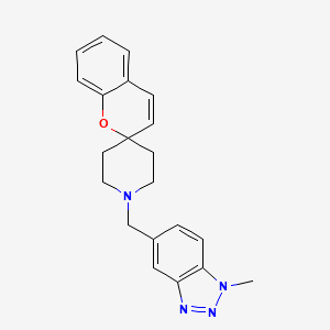 molecular formula C21H22N4O B7417588 1'-[(1-Methylbenzotriazol-5-yl)methyl]spiro[chromene-2,4'-piperidine] 