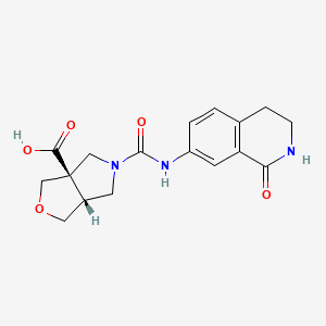 molecular formula C17H19N3O5 B7417622 (3aR,6aR)-5-[(1-oxo-3,4-dihydro-2H-isoquinolin-7-yl)carbamoyl]-3,4,6,6a-tetrahydro-1H-furo[3,4-c]pyrrole-3a-carboxylic acid 